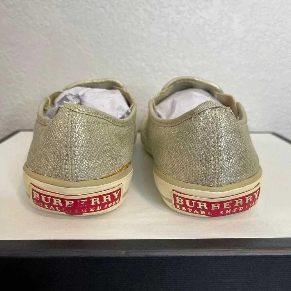 Burberry Cndonqingus Metallic Light Gold Speckle Slip On Shoes Womens 38 EU/8 US